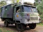 Robur LO 2002 A KO - Kofferfahrzeug der NVA in Flecktarn - Fahrgestell-Hersteller: VEB ROBUR-Werke Zittau - fotografiert am 03.05.2008 zum Milit�rfahrzeug-Treffen an der St.